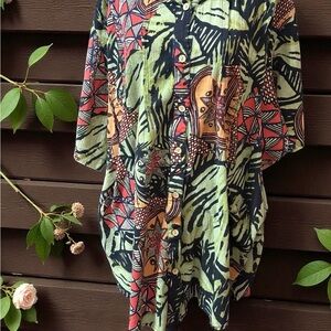 Roaman's Artistic Green and Red Button Down Shirt